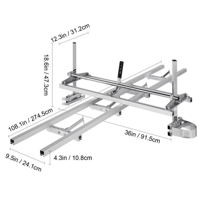 Kettingzaaggeleider – Kettingzaagmolen – Zaagrail – Zaaggeleider – Houtbewerking – Aluminium Rail – Gegalvaniseerd Staal – Verstelbare Klemplaten – 275 cm Zaagrail