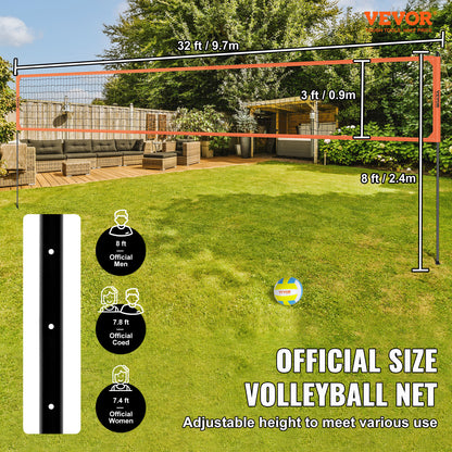 volleybalnet – sportnet – badmintonnet – beachvolleybalnet – draagbaar volleybalnet – verstelbare hoogte – duurzame aluminium palen