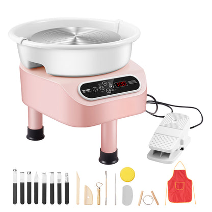 Keramiekdraaischijf – Draaibank – Pottenbakkersschijf – Keramiekmachine – Klei draaiplateau – Roze – 10 Inch Werkvlak – 350 Watt Motor