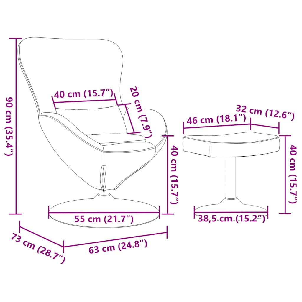 Draaifauteuil – Draaistoel – Relaxfauteuil – Lounge stoel – Zwarte fauteuil – Lichtgrijs Fluweel – Ingebouwde Voetensteun – Ergonomisch Comfort