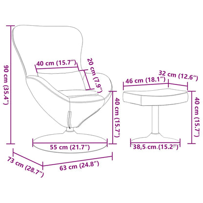 Draaifauteuil – Draaistoel – Relaxfauteuil – Lounge stoel – Zwarte fauteuil – Lichtgrijs Fluweel – Ingebouwde Voetensteun – Ergonomisch Comfort
