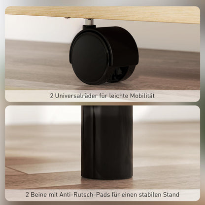 Sprekerstafel – Podium – Lectern – Rollend Presentatiegestoelte – Praatgestoelte – Inklapbare Zijvleugels – Lade & Opbergruimte – Donker Eikenhout Look