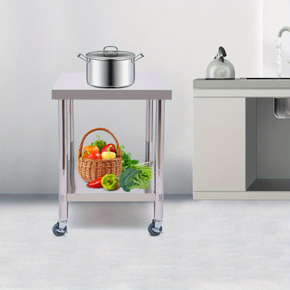 Werktafel – Werkbank – RVS Tafel – Keukentafel – Opbergbank – 60x60 cm – Roestvrij Staal – Draagvermogen 300 kg