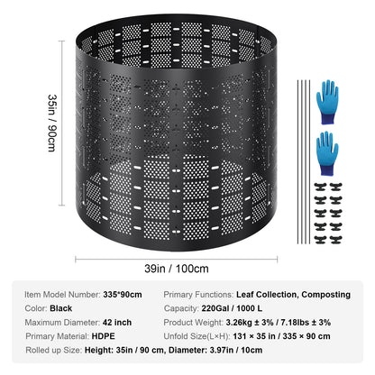 Compostbak – Compostvat – Composter – Compostton – Tuincomposter – 1000 Liter Capaciteit – Duurzaam HDPE Kunststof
