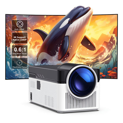 Beamer – Mini Beamer – Projector – Smart Projector – Ultra Short Throw – Native 1080P Full HD – Android 11 Met WiFi 6 & Elektronische Focus