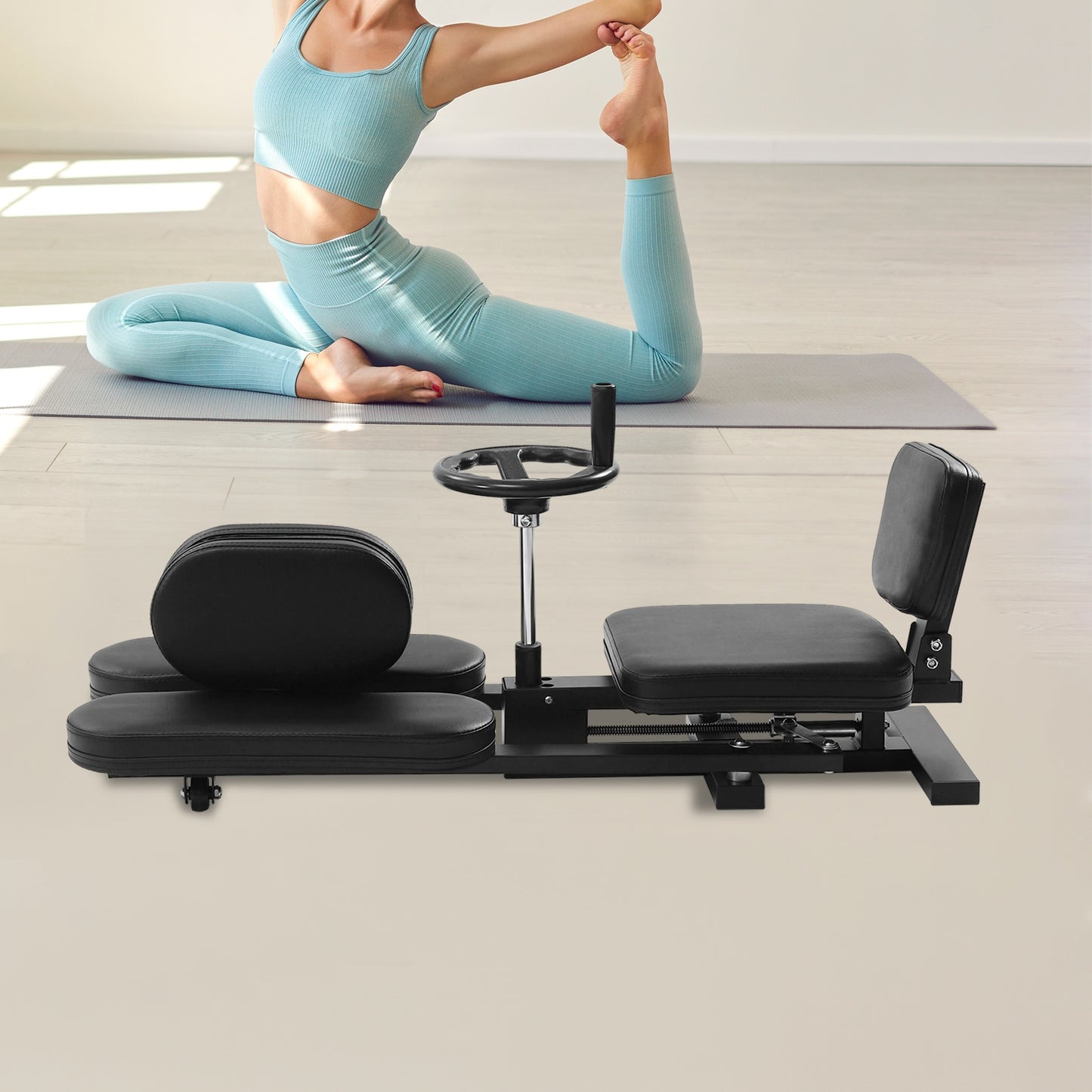 Beenspreader – Beenstreker – Stretchapparaat – Flexibiliteitstrainer – Spiertrainer – Zwart – Verstelbaar ontwerp – Stevig stalen frame