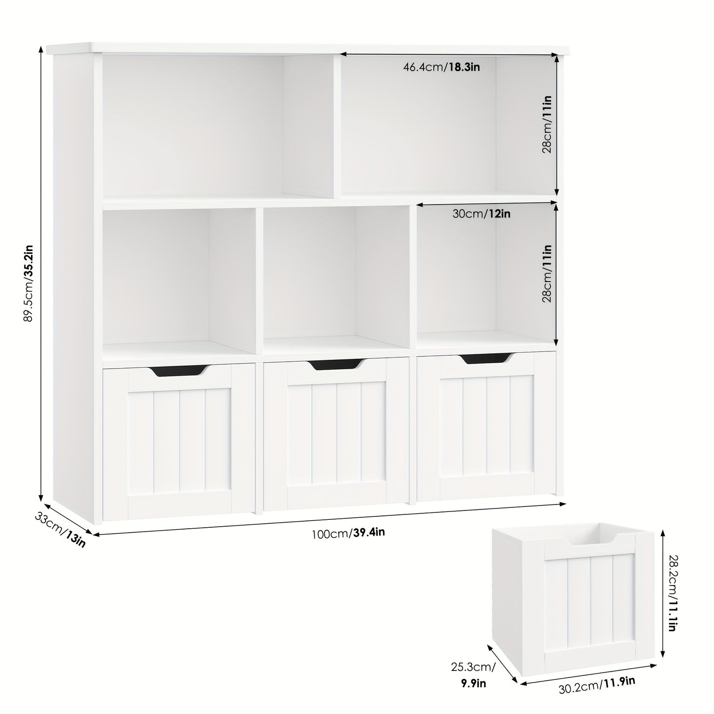 Boekenkast – Opbergkast – Boekenrek – Vakkenkast – Kast – 100x33x89,5 cm – MDF Met 3 Lades Op Wieltjes