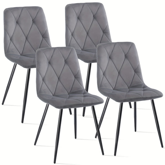 Eetkamerstoel – Stoel – Kuipstoel – Keukenstoel – Woonkamerstoel – Set Van 4 – Velvet Bekleding – Zwart Metalen Onderstel