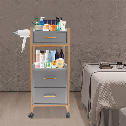 Kapperswagen – Kappers Trolley – Werkwagen – Salonwagen – Opbergtrolley – Met 3 Lades & 2 Open Legplanken – Stevig Metalen Frame & Makkelijk Verplaatsbaar Op Wieltjes