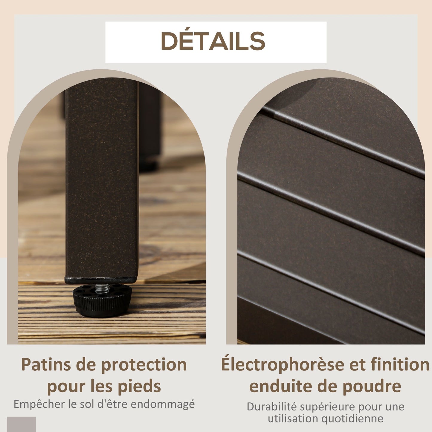 Tuintafel – Bijzettafel – Eettafel – Salontafel – Balkontafel – Met Verstelbare Poten – Metaal Bruin 91x51x46 cm