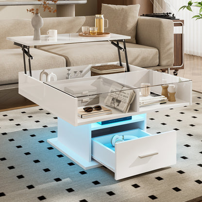 Salontafel Verstelbaar – Verhoogbare Tafel – Koffietafel – Bijzettafel – Woonkamertafel – Metaal – Handmatig Liftmechanisme – Open Plank Met Verborgen Opbergruimte