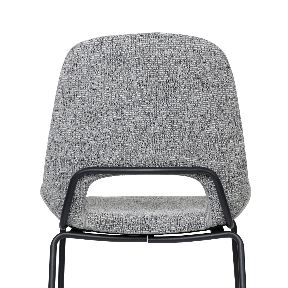 A Pair of Light Gray Dining Chairs Featuring Openwork Backs And Metal Structures.