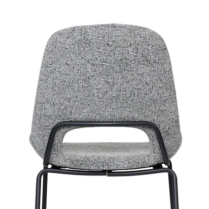 A Pair of Light Gray Dining Chairs Featuring Openwork Backs And Metal Structures.