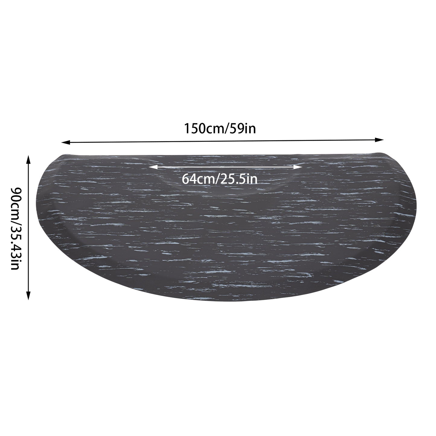 Salonmat – Kappersmat – Antivermoeidheidsmat – Werkcomfortmat – Vloermat Halfrond – Marmerblauw – 152x91 cm – 1,6 cm dik met PU/PVC padding – Anti-slip en duurzaam