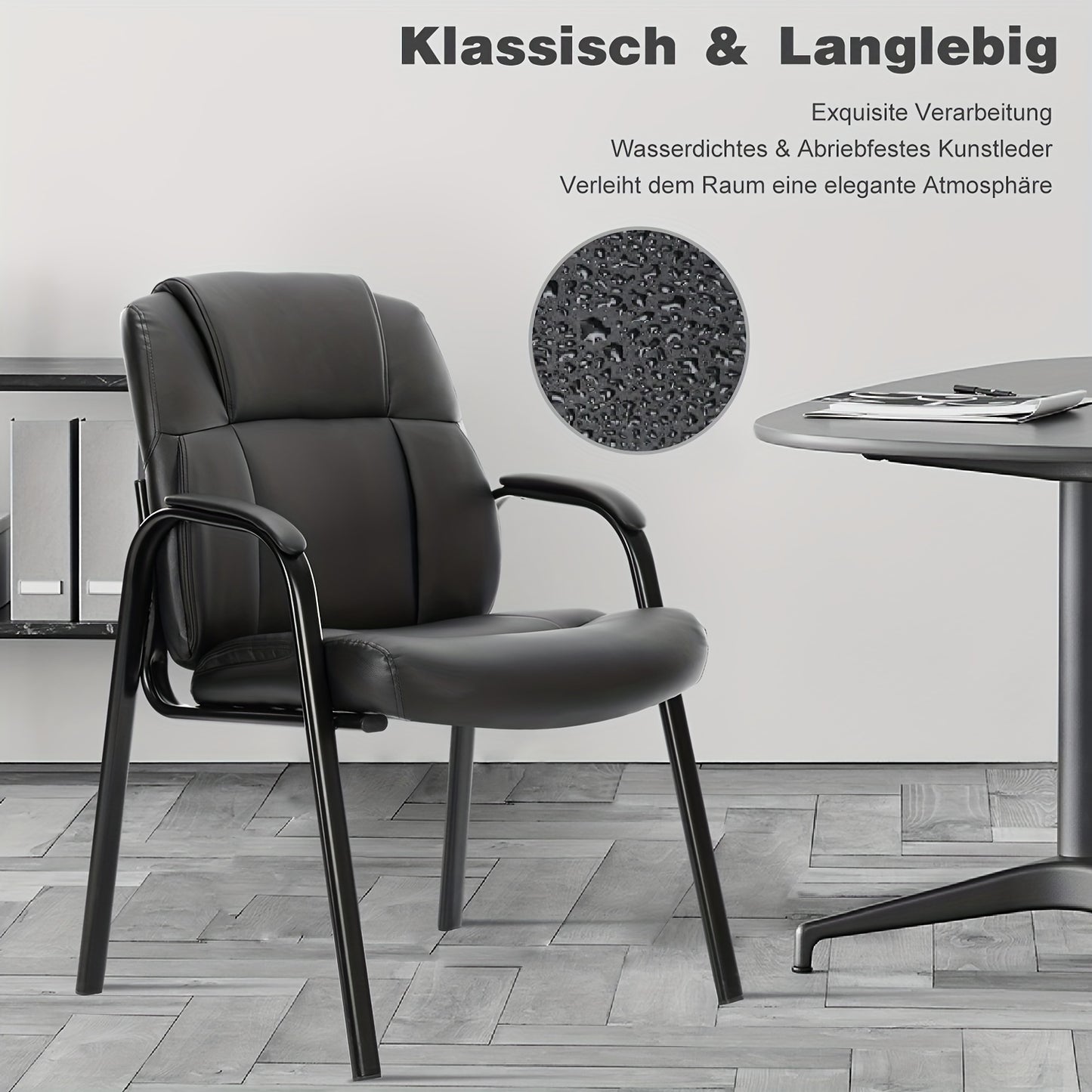 Ergonomische Bureaustoel – Kantoorstoel – Vergaderstoel – Thuiswerkstoel – Directiestoel – PU Leer – Stevige Vijfwielbasis – Comfortabele Gewatteerde Zitting – Zwart