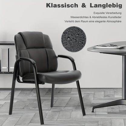 Ergonomische Bureaustoel – Kantoorstoel – Vergaderstoel – Thuiswerkstoel – Directiestoel – PU Leer – Stevige Vijfwielbasis – Comfortabele Gewatteerde Zitting – Zwart