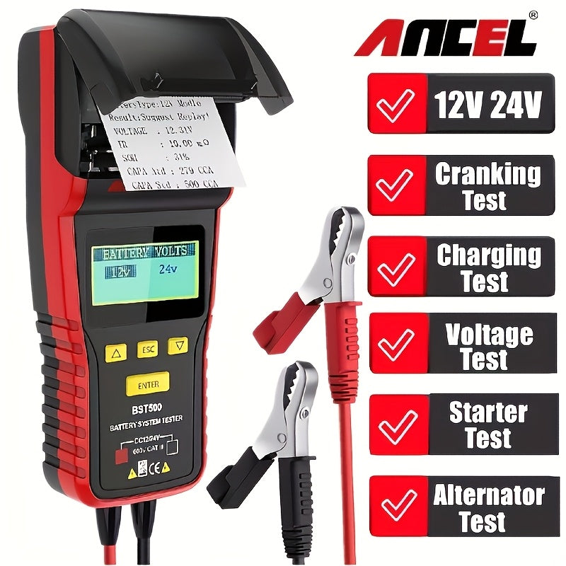 Accu Tester – Batterij Analyzer – Auto Accu Checker – Load Tester – Spanningstester – 99% Nauwkeurigheid – Geschikt Voor 12V & 24V voertuigen