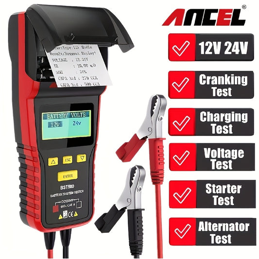 Accu Tester – Batterij Analyzer – Auto Accu Checker – Load Tester – Spanningstester – 99% Nauwkeurigheid – Geschikt Voor 12V & 24V voertuigen