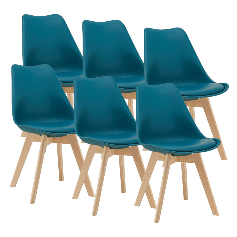 Eetkamerstoel – Stoel – Kuipstoel – Keukenstoel – Woonkamerstoel – Set van 6 – PU Kunstleer Bekleding – Massief Beukenhout Frame – Turquoise