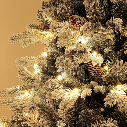 Kunstkerstboom – Nepkerstboom – Kerstboom Met Verlichting – LED Kerstboom – Sneeuwkerstboom – 180 Cm Hoog – Vuurvast Met Metaal