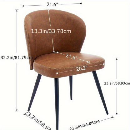 Eetkamerstoelen – Keukenstoelen – Stoelen Set – Design Stoelen – Armloze Stoelen – Set van 6 – Ergonomische Rugleuning – Kunstleer Metalen Poten