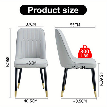 2pcs package chair, modern light gray dining chair with PU leather back cushion and black metal legs, suitable for a variety of scenes such as dining room, kitchen and bedroom., Kitchen Seating, Contemporary Design, Highquali