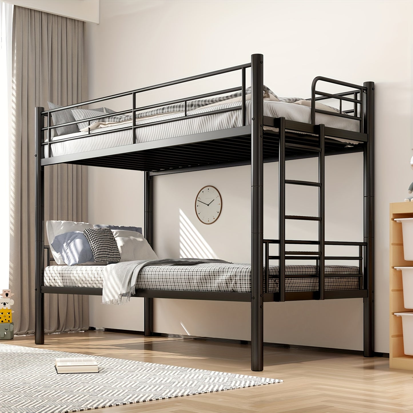 Stapelbed – Hoogslaper – Kinderbed – Tweekoonsbed – Etagenbed – Gedeeld Bed – Met Veiligheidsleuningen – Stevig Metalen Frame – 90x200 cm – Omschakelbaar tot 2 Eenpersoonsbedden