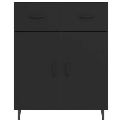 Dressoir – Opbergkast – Ladekast – Buffetkast – Woonkamerkast – Mat Zwart – MDF & Houtfineer – 69,5x34x90 cm – Modern Design – Veel Opbergruimte