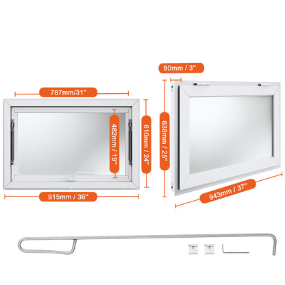 Foodtruck Luifel – Serveerruimte – Verkoopraam – Mobiele Verkoopwagen – Schuifraam – Aluminium Frame – 36x24 Inch – Hydraulisch Openend Met Slot