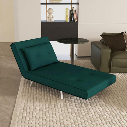 Groene Relaxfauteuil – Relaxstoel – Fauteuil – Loungestoel – Zetel – RVS frame – Compressiestang voor Rugondersteuning