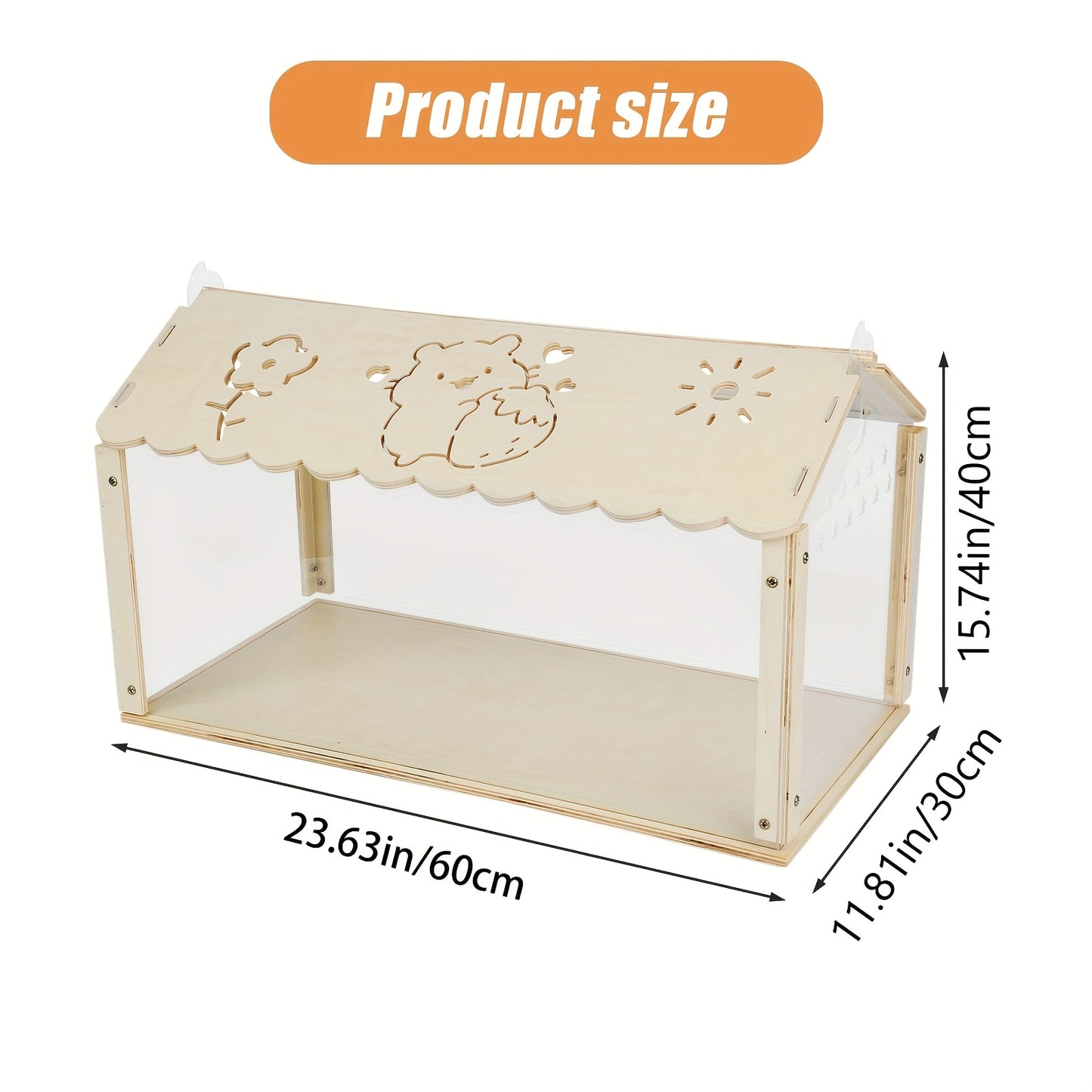 Hamstercage – Hamsterkooi – Knaagdierkooi – Dierenkooi – Muizencage – 60,96 cm Ruim – Hout Met Transparante Acrylpanelen