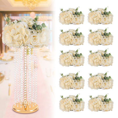 Champagne Kunstrozen – Kunstbloemen – Neprozen – Bloemstukken – Bloemdecoratie – 10 Stuks – 40x40x20 cm – Onderhoudsvrij – Herbruikbaar