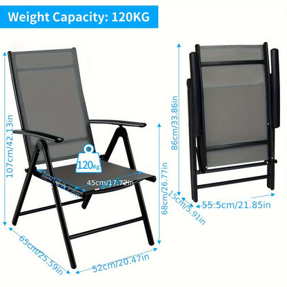 Tuinstoelen – Balkonstoel – Campingstoel – Tuinstoel – Verstelbare Stoel – Aluminium Frame – 7-Standen Rugleuning – Inklapbaar – Max. 120 kg Belastbaar
