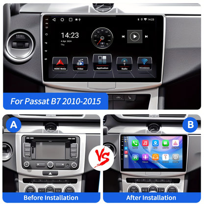 2-DIN Android Autoradio – Multimedia Speler – Touchscreen Radio – Bluetooth Carplay – Met Microfoon – 10 Inch IPS Scherm – Android 14 – Voor Passat B7 2010-2015