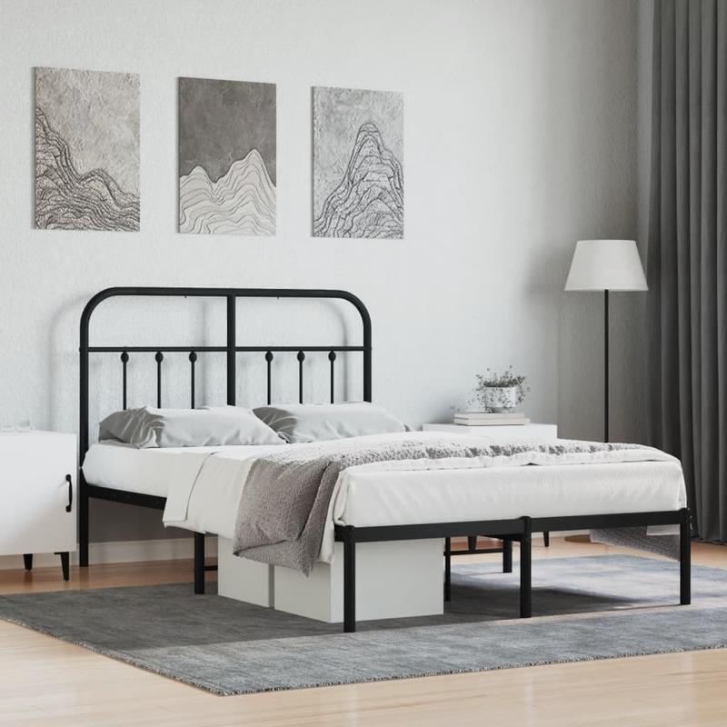Bed frame with Black Metal Headboard 120x200cm