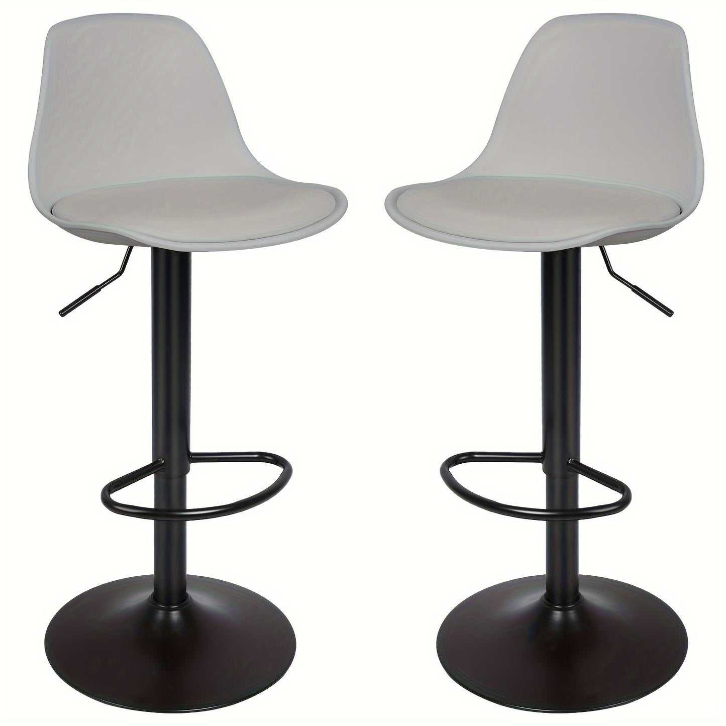 Barstoel – Barkruk – Keukenstoel – Set van 2 - Barstoel Set – Barstoelen Duo – Verstelbare Hoogte 55-75 cm – Zachte PU Zitting – Draaibaar Met Stalen Frame - Grijs
