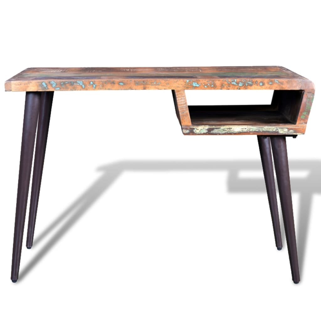 Bureau – Werkplek Tafel – Schrijfmeubel – Computertafel – Studieplek – Gerecycled Houten Blad – Stevige Metalen Poten