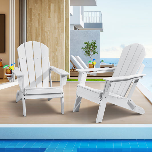 Adirondackstoel – Tuinstoel – Klapstoel – Buitenstoel – Terrasstoel – Set Van 2 – Weerbestendig HDPE Kunststof – Inklapbaar En Compact
