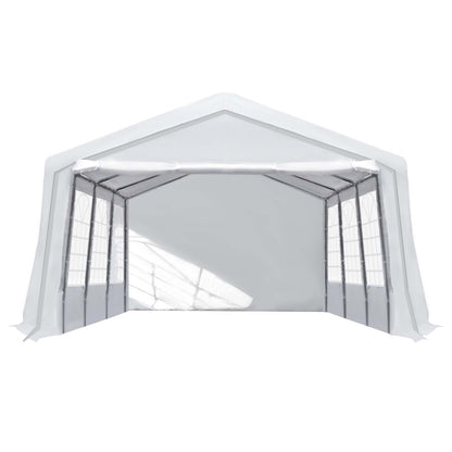 Partytent – Barnum – Tuinent – Tent – Markttent – 8x4 Meter Groot – Gegalvaniseerd Stalen Frame – UV-Bestendig Polyethyleen – Wit – 8 Ramen – Afneembare Zijwanden