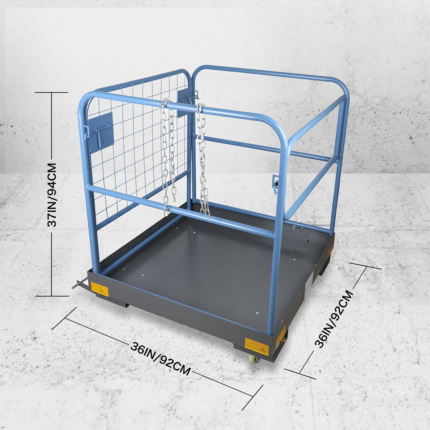 Hoogwerkerbak – Veiligheidskooi – Werkplatform – Inklapbare Kooi – Heftruckbak – Metalen Constructie – Draagvermogen 544 kg – Chain Hook Bevestiging