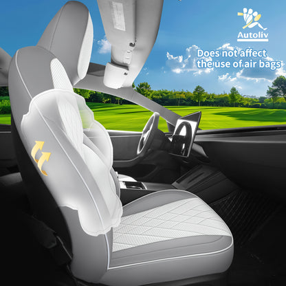 Autostoelhoes – Stoelhoes – Zittingbeschermer – Autostoelbekleding – Stoelhoes Universeel – Premium PU-leer – Memory Foam Comfort – Machinewasbaar Grijs