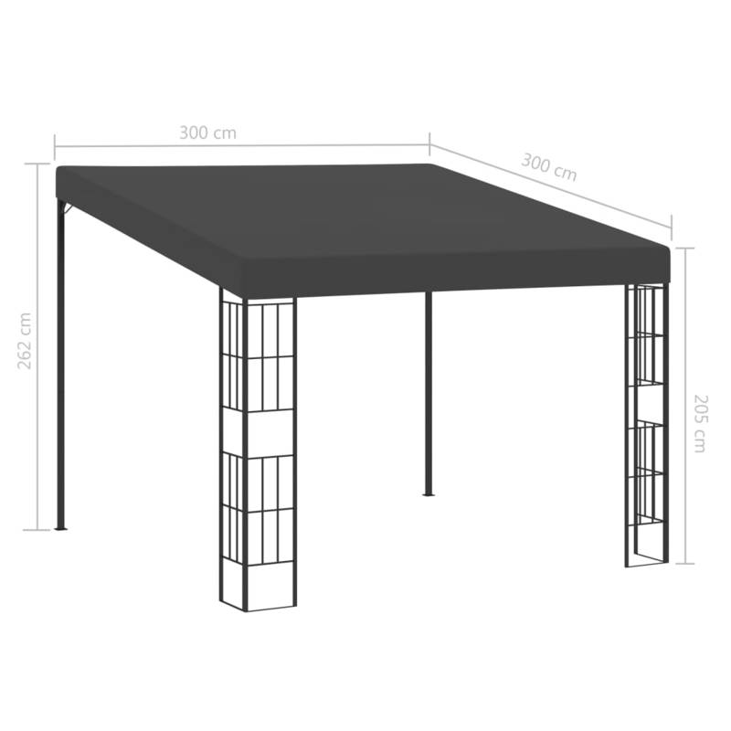 Tuinhuisje – Tuinschuur – Buitenverblijf – Pergola – Tuinkamer – Wandpaviljoen 3x3m Antraciet – Weerbestendig Materiaal – Duurzame Zonwering