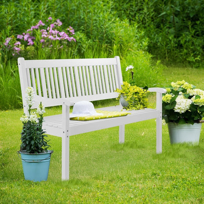 Houten Tuinbank – Buitenbank – Tuinmeubel – Balkonbank – Terrasbank – Weerbestendig Wit – Ergonomische Rugleuning – Draagvermogen 363 kg