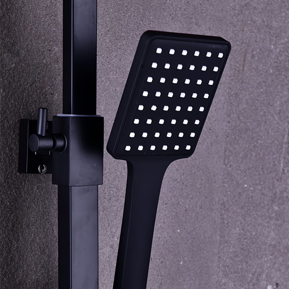 Douchekolom Zwart – Douchepaneel – Regendouche – Thermostaatkraan – Handdouche – 30x30 cm Regendouche – Veilig Thermostaatventiel