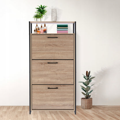Schoenenkast – Schoenenrek – Schoenenopberger – Schoenenkastje – Schoenenelement – Loft-Design Sonoma Eiken – Ruime 3 Compartimenten