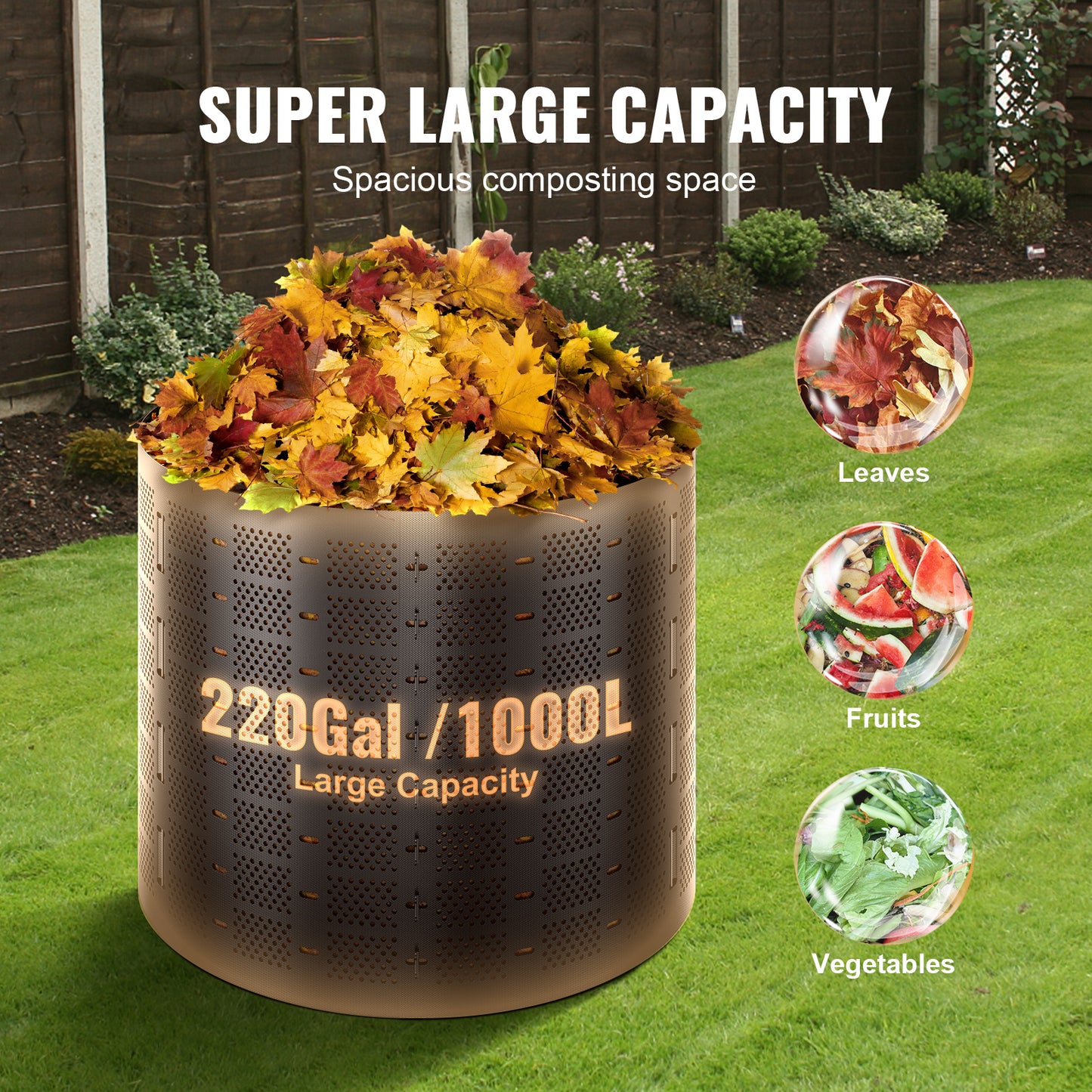 Compostbak – Compostvat – Composter – Compostton – Tuincomposter – 1000 Liter Capaciteit – Duurzaam HDPE Kunststof