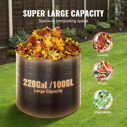 Compostbak – Compostvat – Composter – Compostton – Tuincomposter – 1000 Liter Capaciteit – Duurzaam HDPE Kunststof