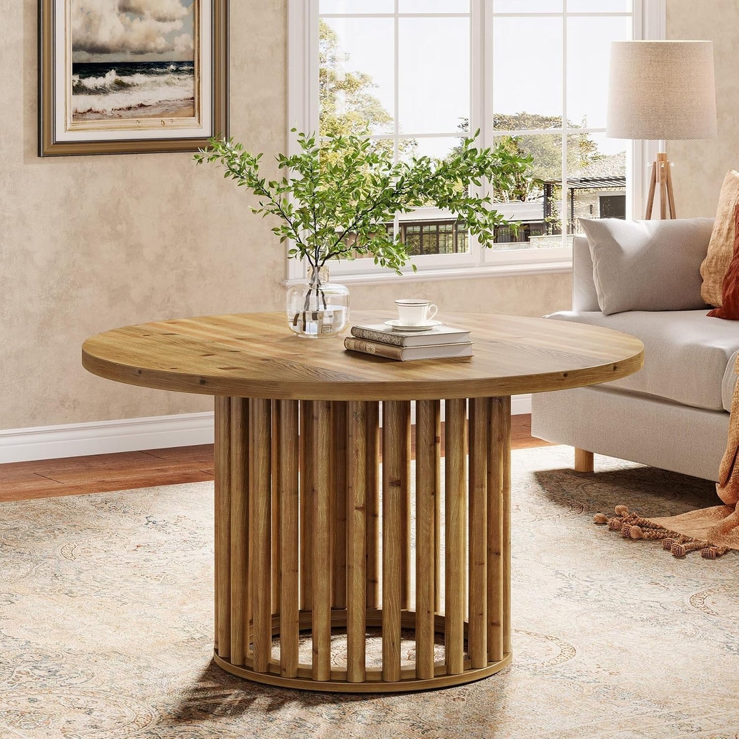 Ronde Salontafel – Bijzettafel – Koffietafel – Accenttafel – Houten Tafel – Massief Hout – 80 cm Diameter – Ruimtebesparend Ontwerp