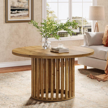 Ronde Salontafel – Bijzettafel – Koffietafel – Accenttafel – Houten Tafel – Massief Hout – 80 cm Diameter – Ruimtebesparend Ontwerp