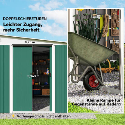 Metalen Tuinkast – Tuinschuur – Gereedschapskast – Opbergkast – Fietsenstalling – Dubbele Deuren – Stevig Verzinkt Staal – Grote Afmetingen 2,8x3,45x2,01 m